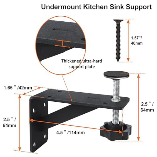 2Pcs Undermount Sink Bracket Mounting Hardware with Rust 1