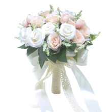 Silk Flower Bride Bouquet For Wedding Ceremony-champagne white
