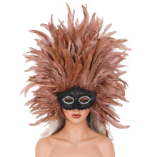Feather Face Cover Mask For Halloween Cosplay Event-Color 8