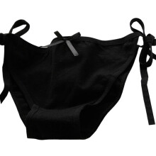 Adjustable Side Ties Women Underwear Cotton Triangular-Black