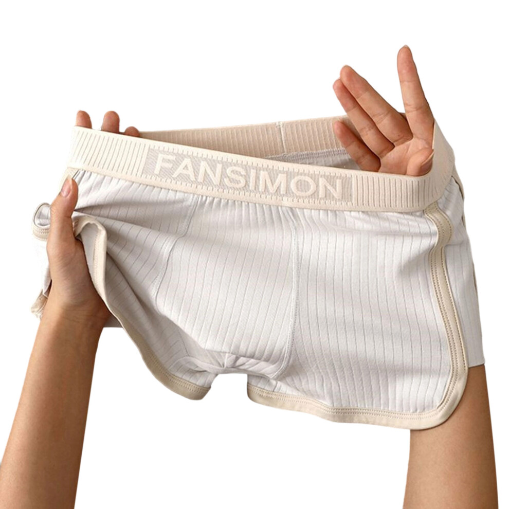 Light/Gray Men's Boxer Briefs Ribbed Stretchy Underwear- Xl