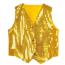 Sparkling Sequined Vest For Night Parties Shines-Yellow 120cm