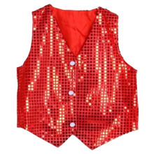 Gilet à paillettes pour spectacles sur scène, pour-Rouge 110cm