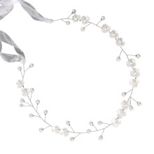 Artificial Pearls Hairband Wedding Bride Headpiece-Silver