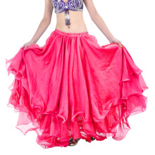 Multi Color Option Chiffons Dance Skirt For Women-rose red A