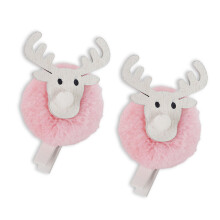 2 STKS Kerst Rendier Houten Notitie Clips Zacht Pluche-lichtroze
