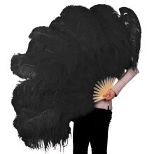 Furry Feather Handheld Fan Carnivals Wedding Stage-Black SS2
