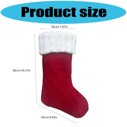 Plush Christmas Stocking Soft Fabric Generous Capacity-Red