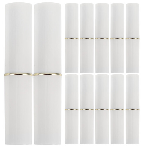 12Pcs White Refillable Plastic Lipstick Tubes for DIY Lip Balm Storage
