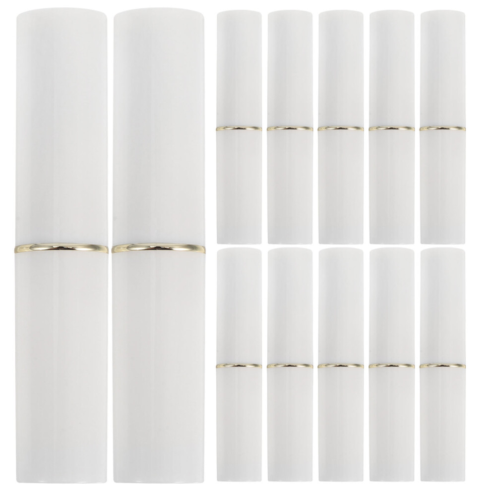 Inoomp White 12Pcs Refillable Plastic Lipstick Tubes For Diy Lip Balm Storage