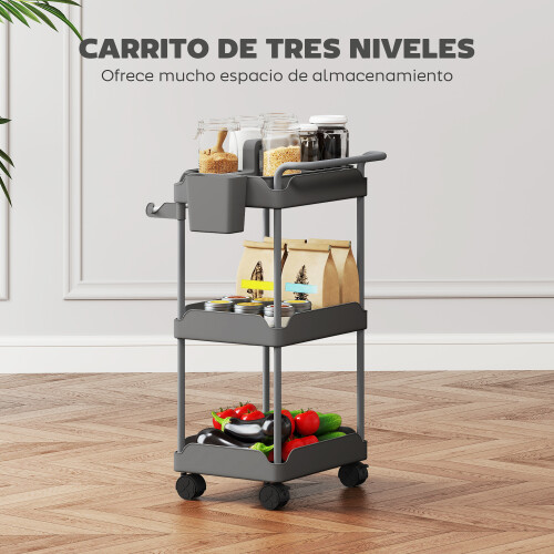 Homcom Carrito de Cocina Gris 42 x 42.5 x 76 cm 2