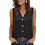 Women's Sleeveless V-Neck Button-Down Blouse-Black L 1