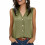 Women's Sleeveless V-Neck Button-Down Blouse-Army Green S 1
