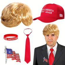 (5 Piece Set) (5 Piece Set) Donald Costume Accessory Deluxe Set, American Spirit, Suitable For Halloween, Parades, Stage Performances, Parties,