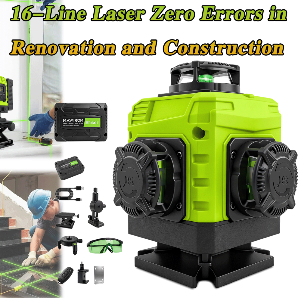 4D 16 Line Laser Level Line Self Leveling For Construction And Diy 743202718785