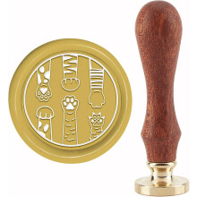 Wachssiegelstempel mit Katzenpfote, 30 mm, Messingkopf mit Holzgriff
