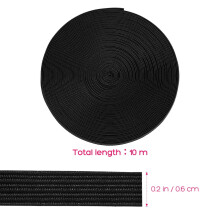 Banda elástica plana negra ROSENICE 10 m x 6 mm