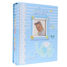 Blauw babyfotoalbum – 200 pagina's met transparante insteekhoezen