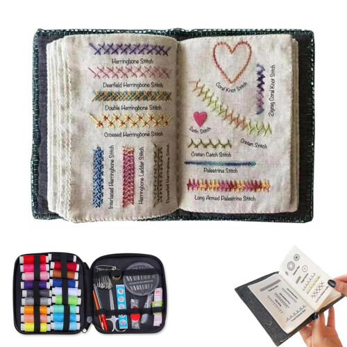 Carte de cusături de broderie cu 138 de modele și kit de cusut
