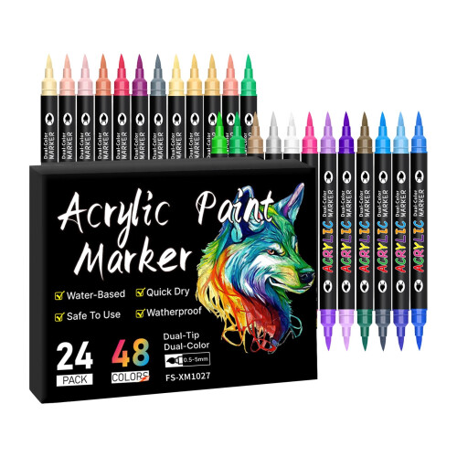 Acrylfarbstifte mit Doppelspitze, 24 Stück, 48 Farben