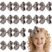 12er-Pack graue Haarschleifen aus Schleifenband für Mädchen, 7,6 cm