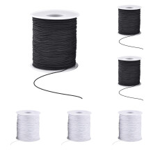 Cordão elástico preto de 1 mm para confecção de pulseiras (6 peças)