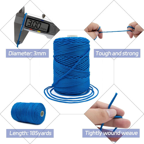 3 mm Polyester-Makrameekordel, 170 m 2