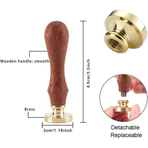 Σφραγίδα Σφραγίδας Κεριού Cat Paw 30mm από Ορείχαλκο με Ξύλινη Λαβή 1