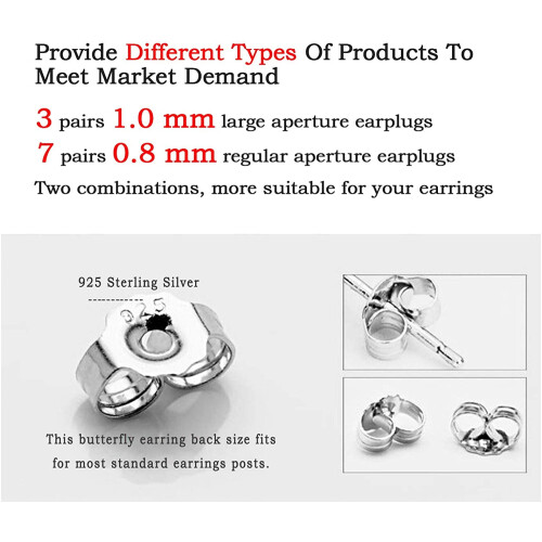 Chiusure per orecchini in argento sterling 925, 20 pezzi 1