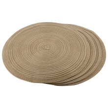 Round Braided Placemats Washable Kitchen Table Placemats for Home Wedding Party 36cm (Coffee Color, 4pcs)