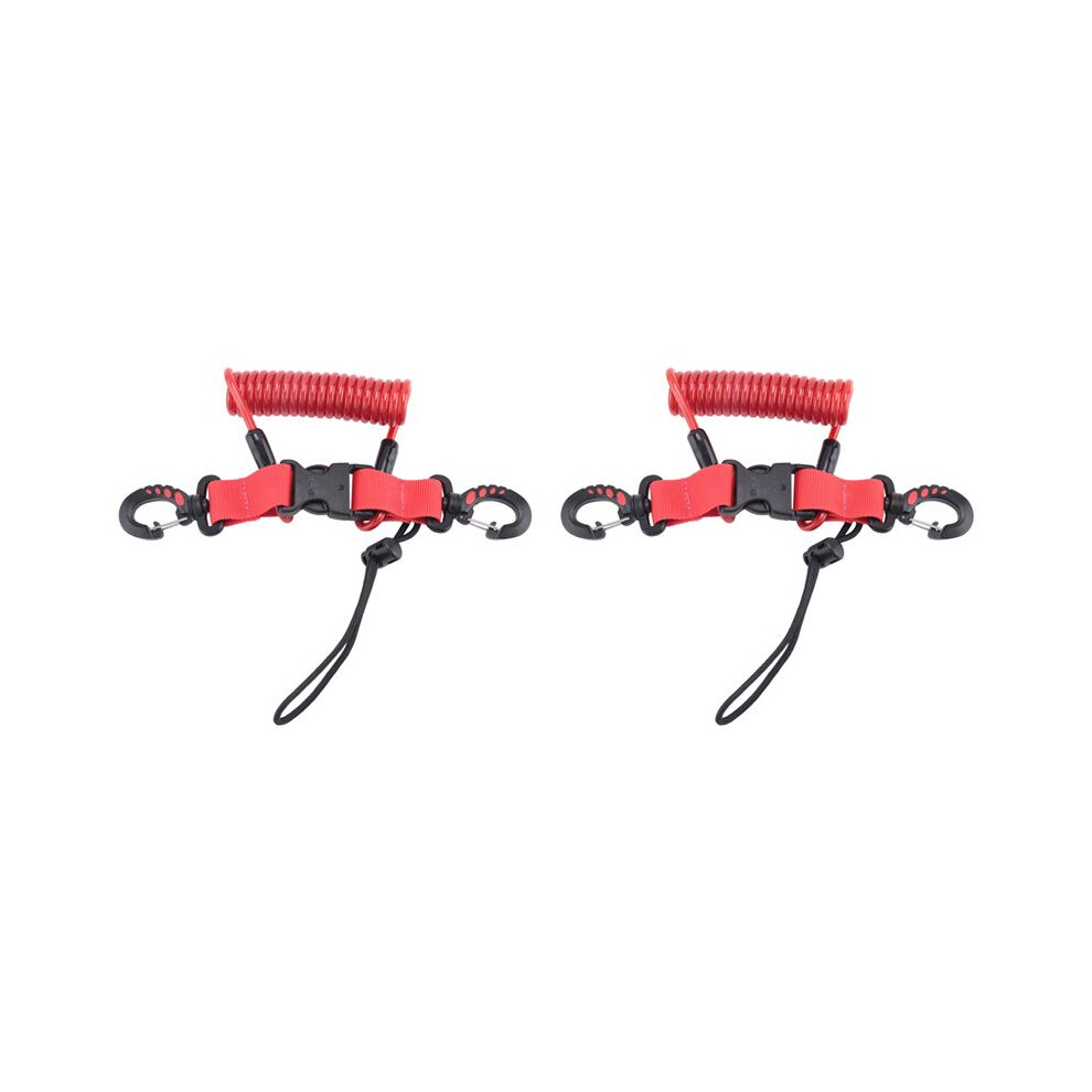2X Scuba Diving Lanyard Coil Springs Camera Lanyard Spiral With Ring Dive For Dive Lights Underwater Diving Rods, Red 6033360482289