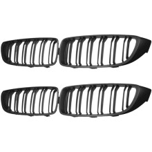 F30 Grill, Front Hood Kidney Grille for 3 Series F30 F31 F35 2012-2018 (Double Slat Matt Black Grill, 4-Pc Set)