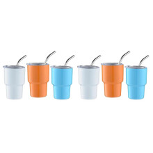 6Pack  Tumbler Shot Glass with Straw & Lid,  Tumbler Cups, Double Wall Tumbler Shot Glasses, 2Oz(C)