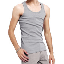 Homens Yoga o Collar Sem Mangas Bodybuilding Colete Lazer Esporte Camisa Gola Redonda U Tipo Camiseta Fitness Colete (Cinza XL)