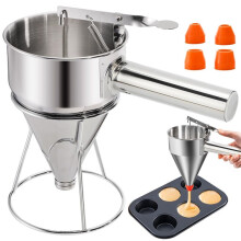 Pannkakssmetsdispenser i Rostfritt Stål, Trattkakdispenser med Stativ och Klämhandtag, för Cupcakes,