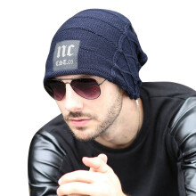 Fashion Men'S Hat Winter Sports Outdoor Hedging Wool  Velvet Thick Warm Knitted Hat Small Beanie