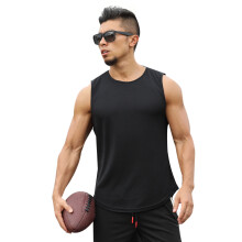 Chaleco Deportivo de Secado RáPido Chaleco Sin Mangas para Hombre Entrenamiento Chaleco de Fitness Suelto Negro L