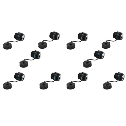10PCS Panel Mounting RJ45 Waterproof Connector Ethernet LAN Cable Connector Double  Adapter with Dust Cap