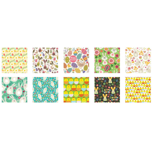 Easter Bunny Fabric Squares 10 inch 10 pcs 1