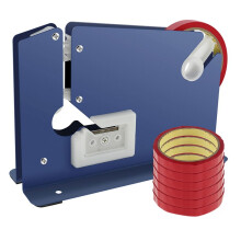 Metal Bag Sealer with 7 Bag Sealing Tape Manual Bag Sealer Taper Dispenser with Trimmer Cutter Anti-Slip Supermarket Bag