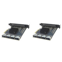 2X  PCIe Adapter 4  SFF-8087 to 16-Port SATA3.0 Expansion Card SATA3.0 Controller for Win10/11/2003/Linux