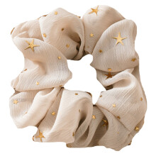 1Pcs Star Print Chiffon Large Intestine Hair Rope For Headdress Girls/Elastic Hair Ties/Rope Ponytail Holder Khaki