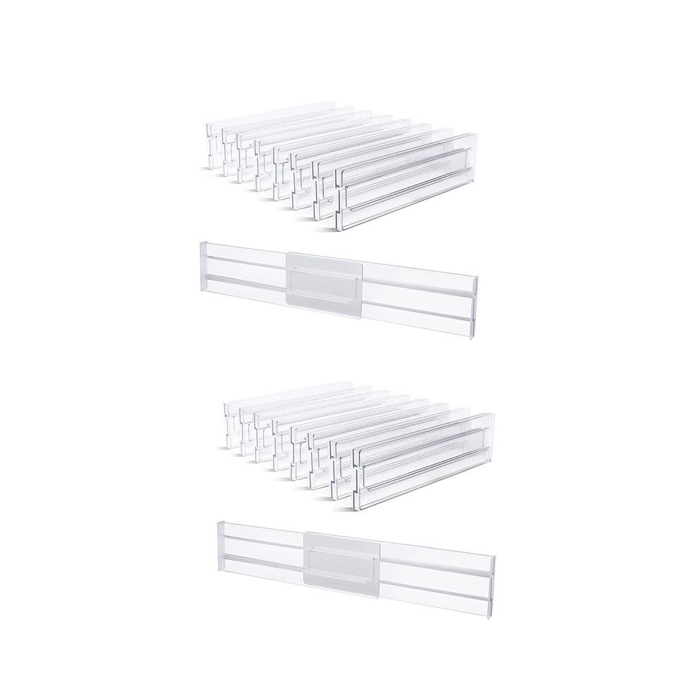 Drawer Dividers 16 Pack, Adjustable 3.2 Inch High Expandable From 11-20.6 Inch Kitchen Drawer Organizer, Clear Plastic 4712562075346