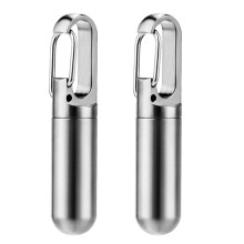 2X Kleine Pocket Pillendoosje Sleutelhanger,Draagbare Waterdichte Pillendoosje Roestvrijstalen Reispillenhouder Sleutelhanger Pillenhouder
