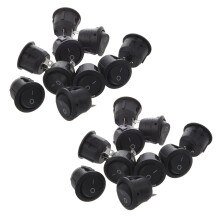 20Pz AC 6A 10A 250V  Off Snap In SPST Barca Rotonda Interruttore A Bilanciere Nero