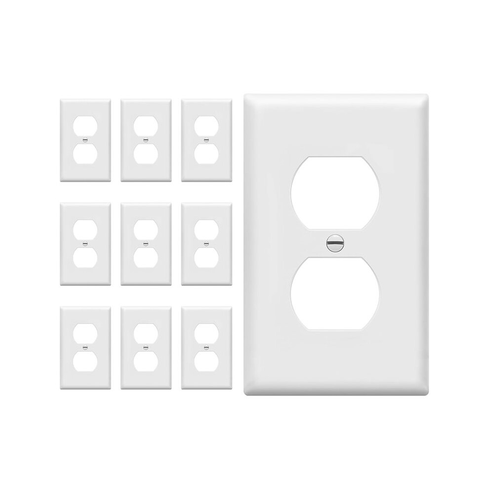 10-Pack White Duplex Wall Plates - 1-Gang, Unbreakable Polycarbonate 6033286426077