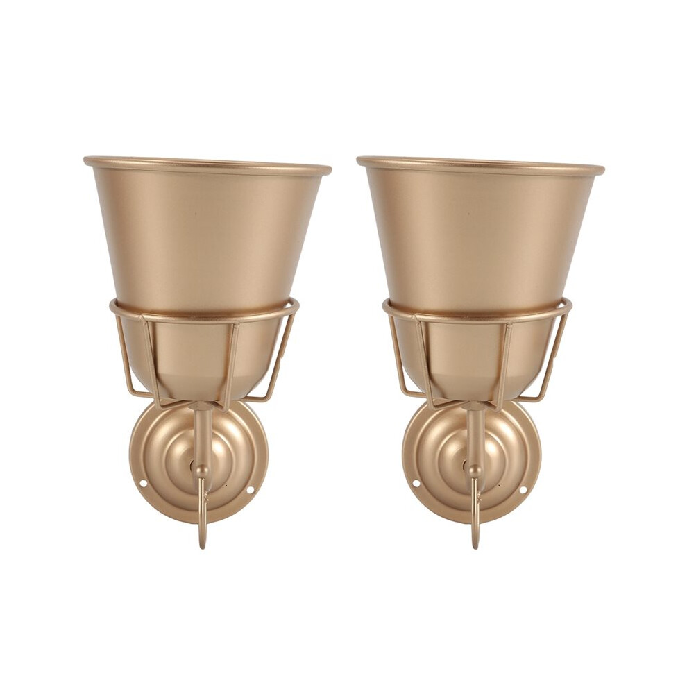 2X Wall Vase,Iron Wall Planter With Versatile Hook- Indoor/Outdoor Plant Holder Copper Color 6031866432470