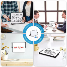 2X Dry Erase White Board with Stand Erasable Whiteboard with Support School Presentation Board Desk Stable A4 Size