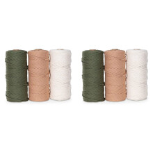 Macrame Yarn Set of 6 - Cotton Cord for DIY Projects  Dream Catcher - Cotton Cord - White Olive Green
