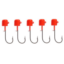 SUNMILE 5Pcs Fishing Jig Hooks Lead Jigs Soft Lure Hook Perch Bass Trout Haken Hooks-Red